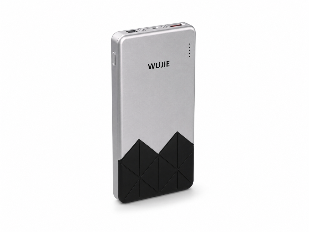 XO-10000 Accessible Power Bank on white background — voice and tactile battery indicator for blind and low-vision users