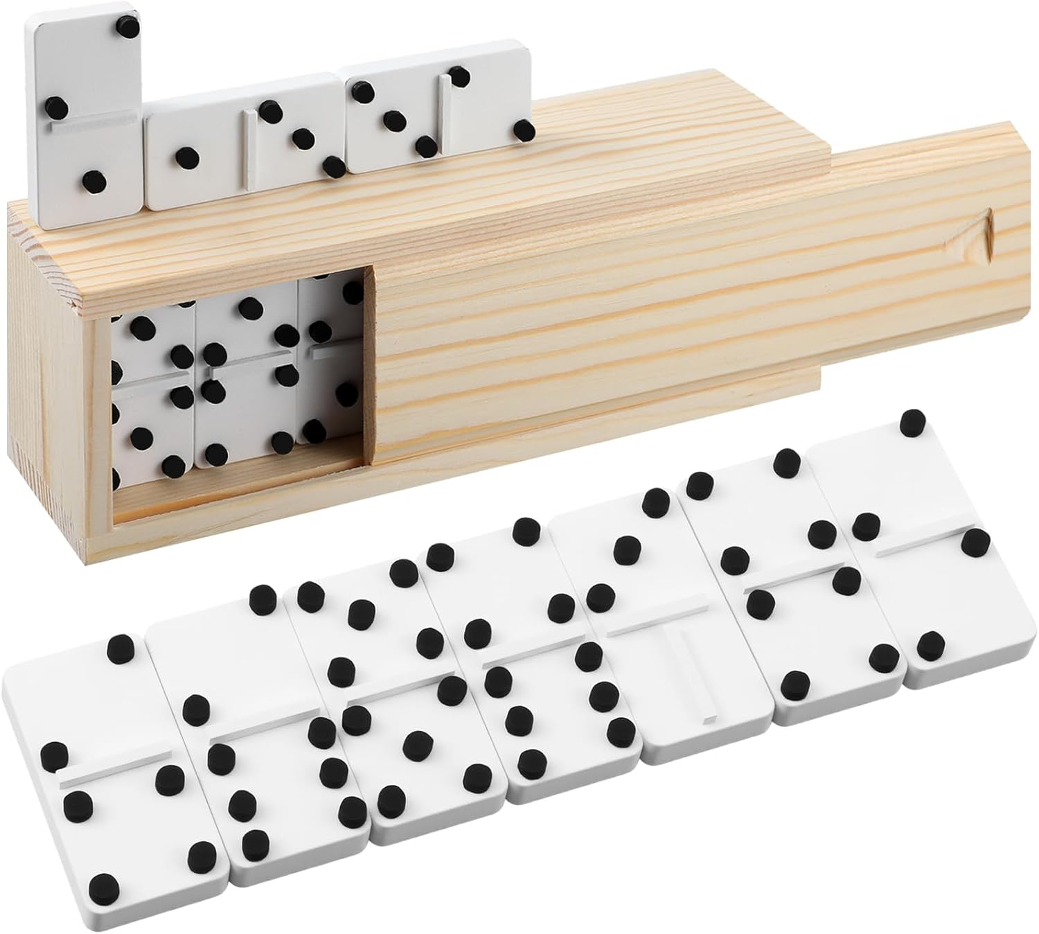 Braille Double 6 Dominoes Game Wooden Raised Dots Dominoes Set, 28 Piece Braille Game Set with Storage Box for the Blind and Visually Impaired