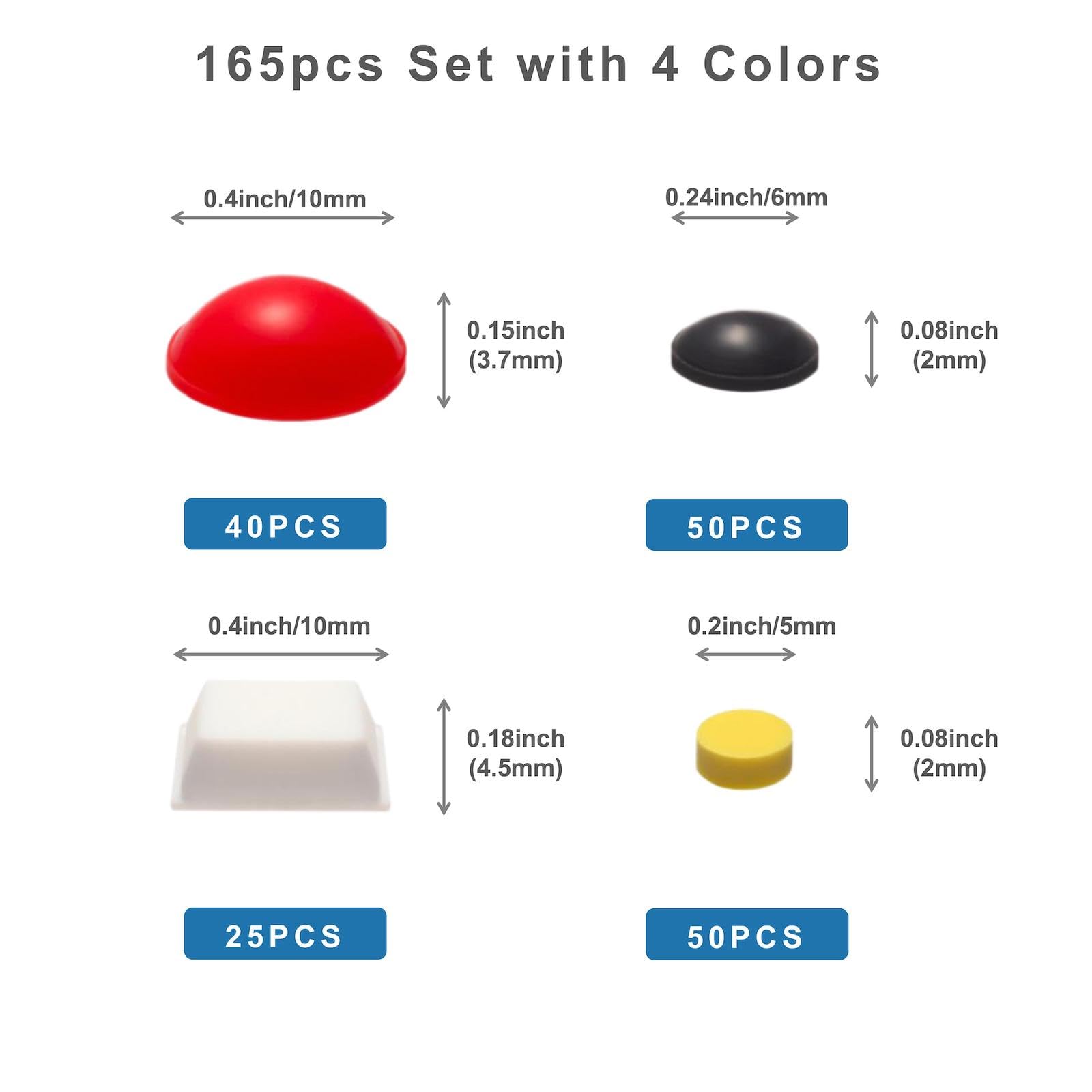 Tactile bump dots color options and quantity breakdown for visually impaired users